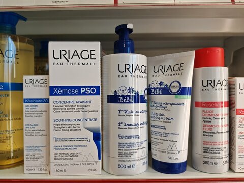 Prague,Czech Republic-January 8 2025: Uriage Xemose PSO is a dermatological cream specifically formulated to relieve itching, redness, and flaking in psoriasis-prone skin.

