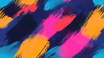 Vibrant Neon Abstract Brushstroke Seamless Pattern for Digital Art and Design