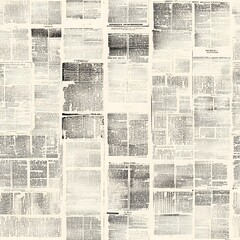Obraz premium Vintage Newspaper Print Pattern with Old Fashioned Typography in Black and White