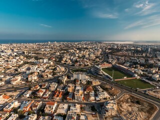 Aerial view of Larnaca, Cyprus showcasing urban landscape.