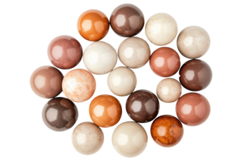 Colorful balls in a circular pattern, cut out