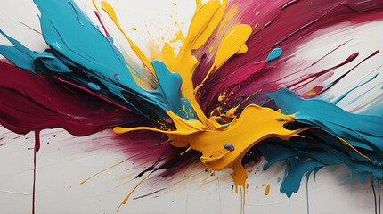 Abstract colorful paint splash on white background. Vibrant artistic expression. Illustration