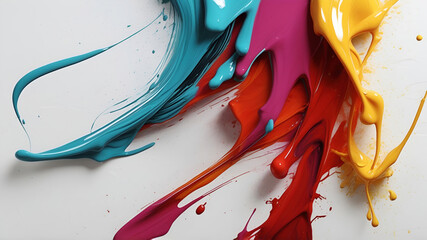 Abstract colorful paint splash on white background. Vibrant artistic expression. Illustration
