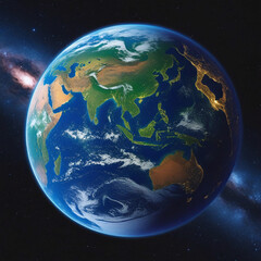 Fototapeta premium Planet Earth from Space with Stunning Night Lights and Clouds