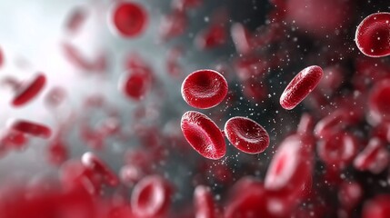Microscopic view of red blood cells flowing