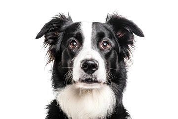 Fototapeta premium Black and white border collie with expressive eyes, cut out