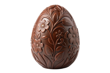 Chocolate Easter egg with floral design for festive celebrations and decorative purposes