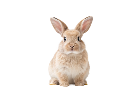 Cute fluffy rabbit sitting calmly with soft fur and alert expression, ideal for pet-themed designs and animal lovers