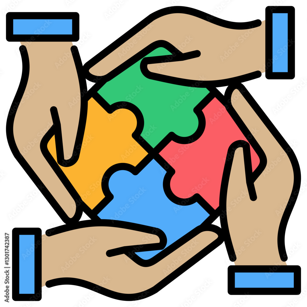 Poster puzzle lineal color icon