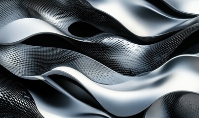Fototapeta premium Abstract black and white wave pattern with bold contrasts and dynamic curves, creating a modern and artistic visual for contemporary design,