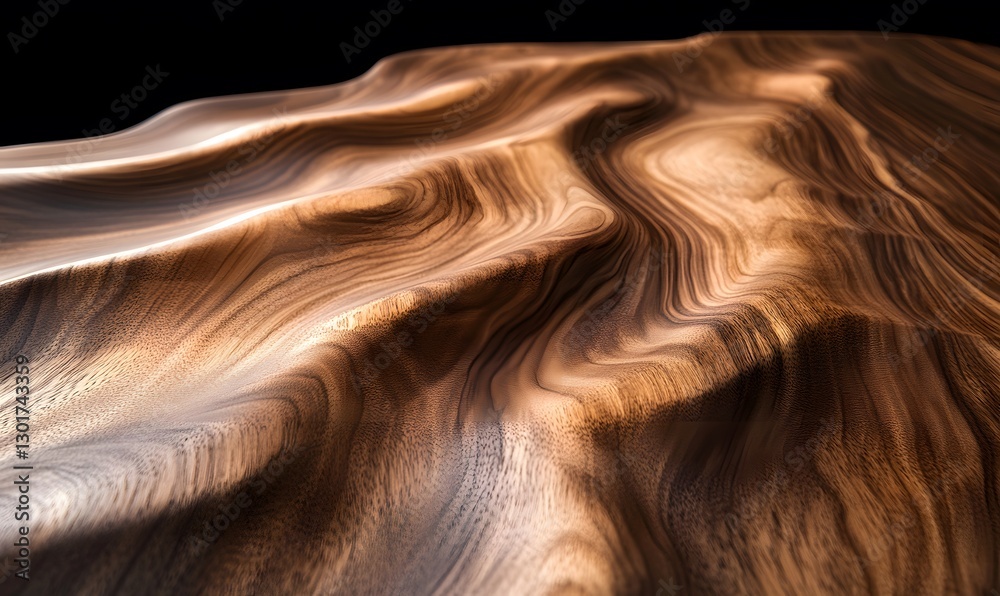Poster abstract wooden surface with undulating waves and smooth texture in 3d render