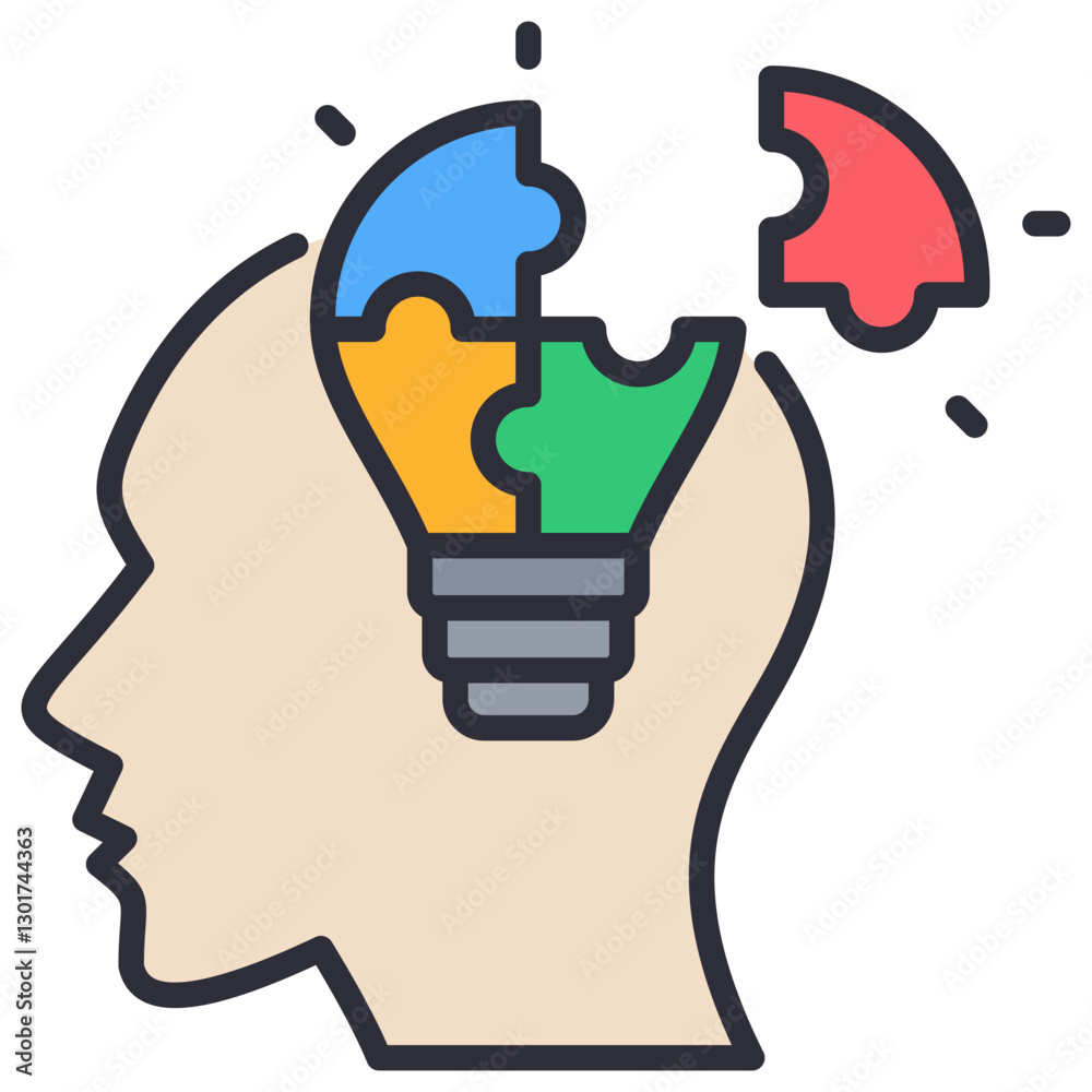 Poster Problem Solving Lineal Color Icon