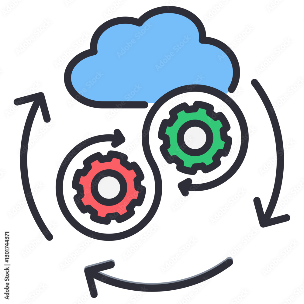 Poster devops lineal color icon