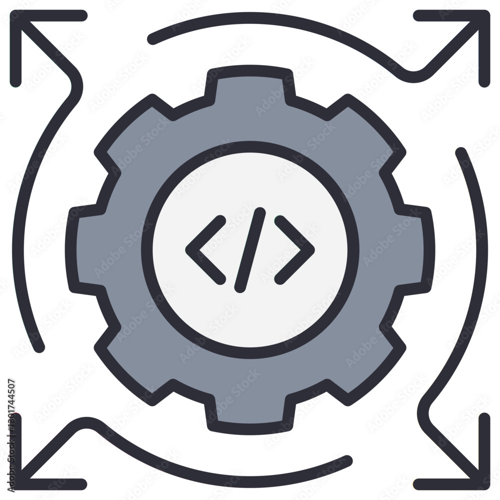 Aufkleber devops lineal color icon