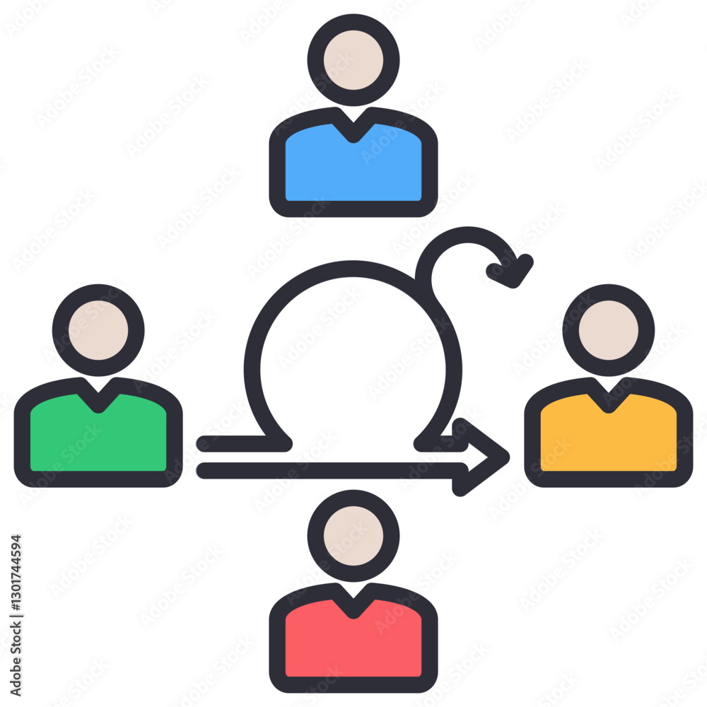 Poster agile team lineal color icon