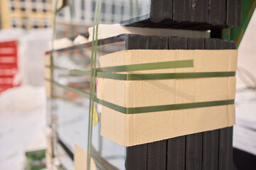 Stacked window frames are now fully prepared and ready for the upcoming installation process