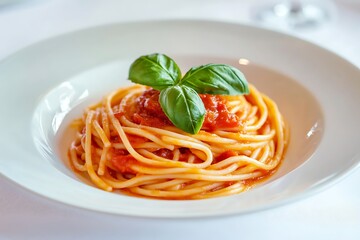 Hearty Spaghetti with Tomato Sauce and Fresh Basil