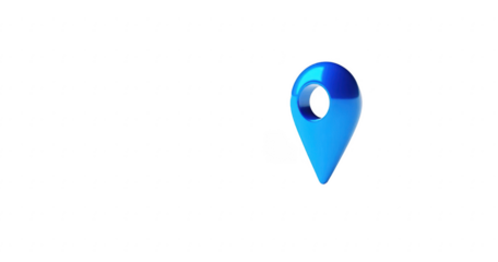 Blue location 3d icon marker or route gps position navigator sign and travel navigation pin road map pointer symbol isolated on white street address background with point direction discovery tracking.