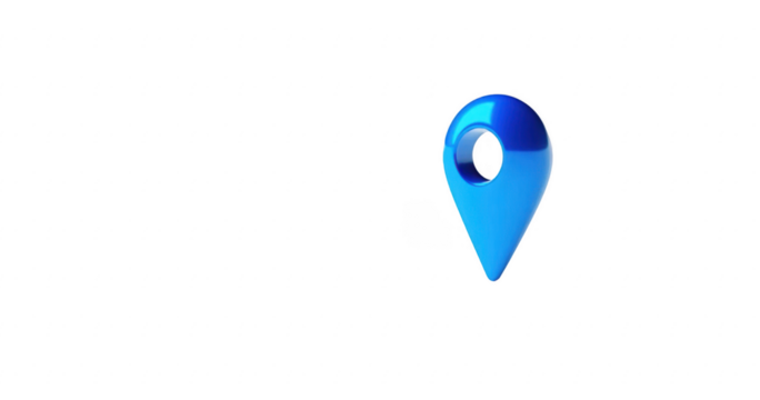 Blue location 3d icon marker or route gps position navigator sign and travel navigation pin road map pointer symbol isolated on white street address background with point direction discovery tracking.