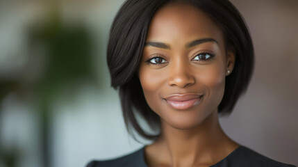 professional female closeup with a warm smile 