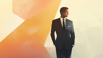 business man in front of a wall