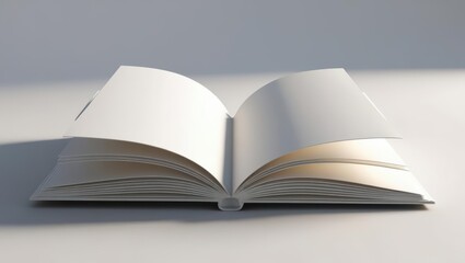 Fototapeta premium Open Book with Pages: A close-up studio shot of an open book with blank, pristine pages, inviting readers into a world of potential and stories untold.