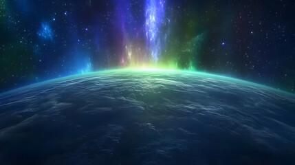 Fototapeta premium cartoon Aurora Borealis Australis in the space