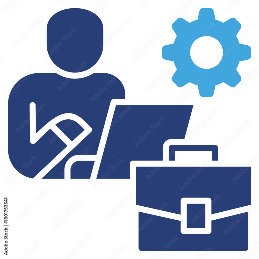 Poster worker two color icon