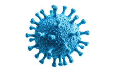 Spherical virus in bright blue, cut out