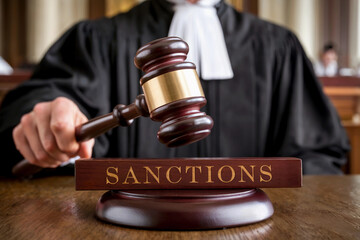 Justice is served as a judge issues sanctions during a court session in a formal courtroom setting