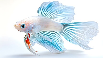 Graceful betta fish swimming in clear water aquarium photography indoor close-up