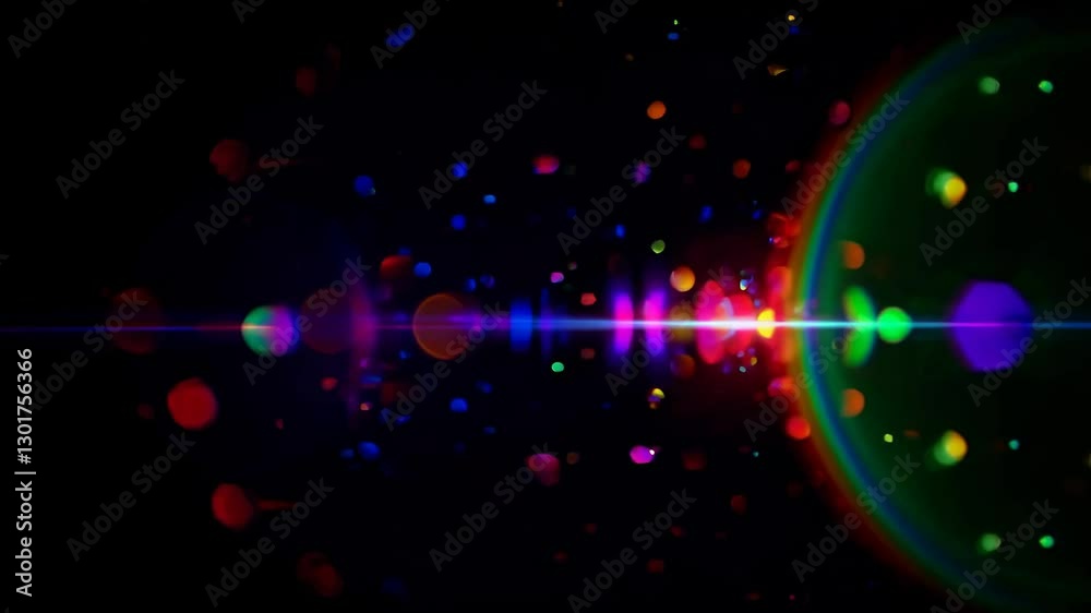 Aufkleber colorful lens flare with multicolored bokeh and glowing light, digital art concept