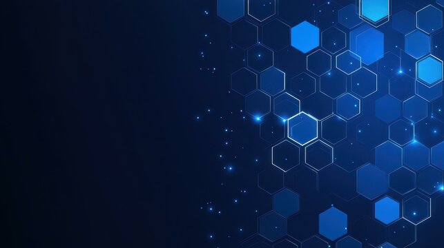 Modern blue hexagon design for health and tech concepts, perfect for posters or flyers. Stylish, sleek, and innovative.