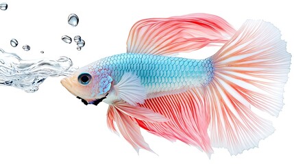 Fototapeta premium Colorful betta fish swimming in clear water aquatic setting close-up view