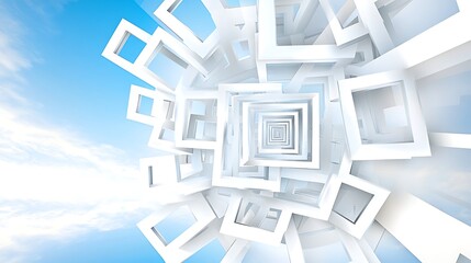 Dynamic geometric shapes in a sky background abstract design digital art