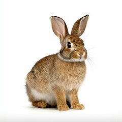 Fototapeta premium A cute rabbit silhouette, perfectly cut out and set against a crisp white background, ideal for design projects.