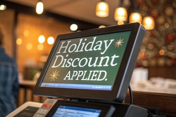 Customers enjoy seasonal savings at a bustling cafe during the festive holiday rush filled with joy and cheer. Generative AI