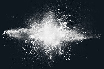 Abstract design of white powder particles explosion cloud