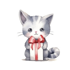 watercolors Cute cat sitting illustration 