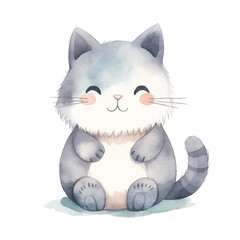 watercolors Cute cat sitting illustration 