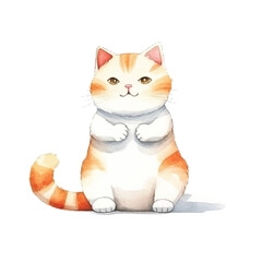 watercolors Cute cat stretching illustration 