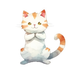 watercolors Cute cat stretching illustration 
