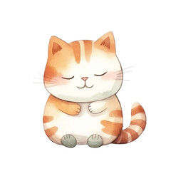 watercolors Cute cat stretching illustration 