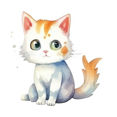 watercolors Cute cat stretching illustration 