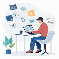 Unlocking Creativity and Efficiency: Man Harnesses AI Tools for Content Creation, Chatbots, Image Generation, Coding, Translation, and Digital Advertising