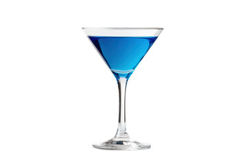 Blue cocktail in elegant martini glass, cut out