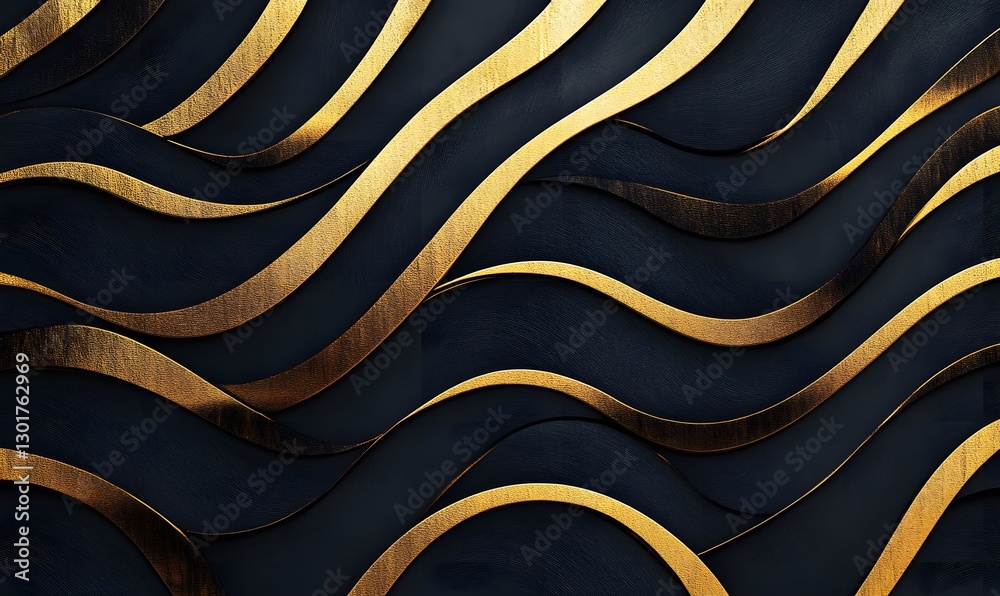 Poster abstract golden wave pattern on a dark background creating an elegant texture