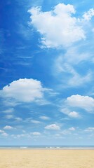 Sunny beach sky view, beautiful landscape, vacation background, perfect for websites and social media