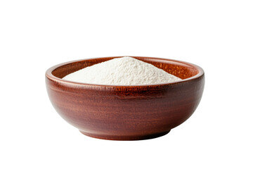 Flour in a wooden bowl for baking and cooking, cut out