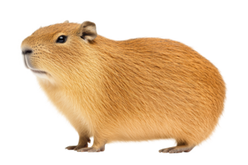 Capybara standing confidently in a neutral pose, cut out